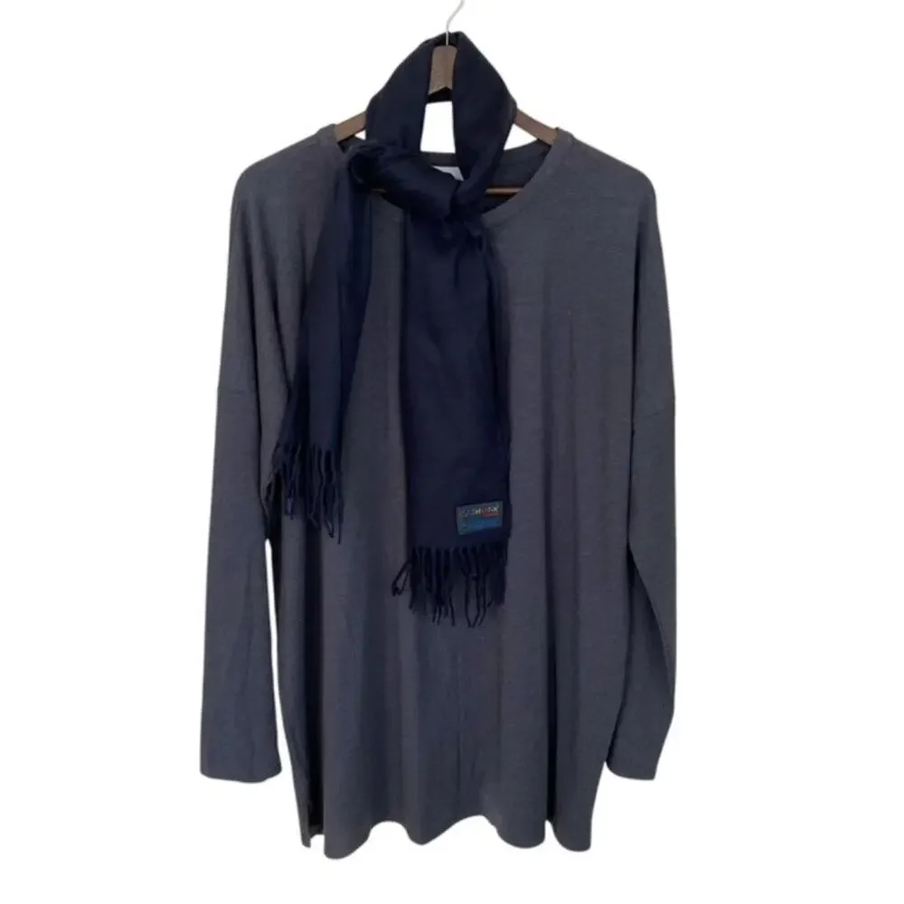 Cashmink V. Fraas Navy Blue Fringe Scarf